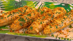 Five images of recipes using Hampton Farms products rotate through a slideshow.